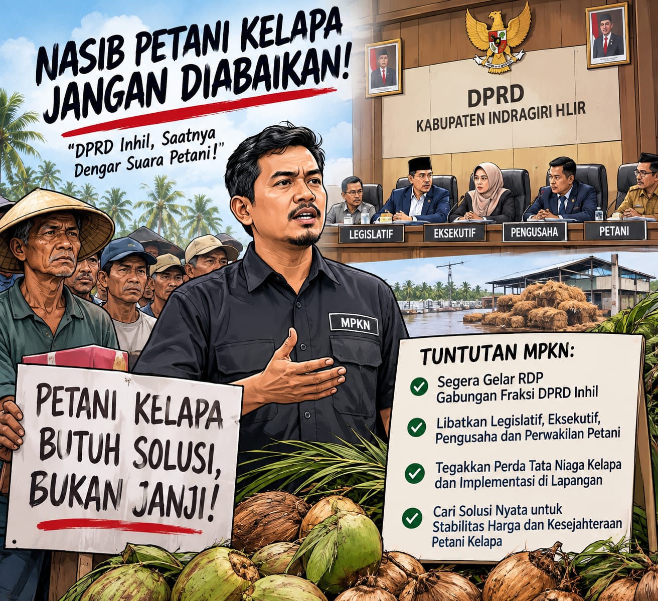 Aliansi Petani Kelapa Desak DPRD Inhil Gelar RDP, Cari Solusi Konkret bagi Petani